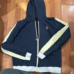 COLMAR Navy Hooded Zip Jacket with Cream Stripes